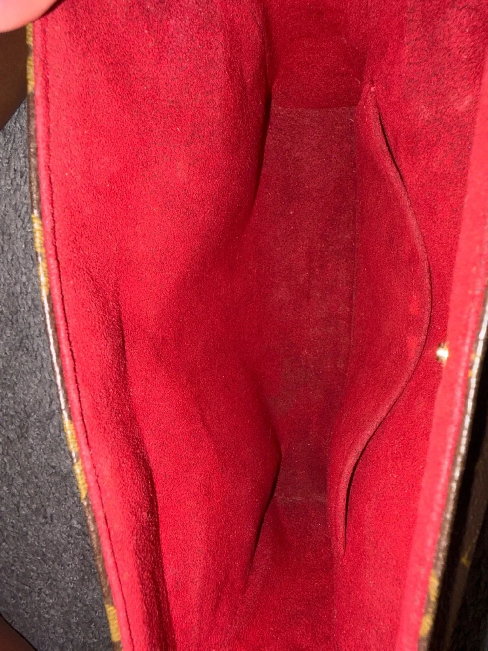 Louis Vuitton Monogram Shoulder Bag with Red Trim and Vachetta Strap